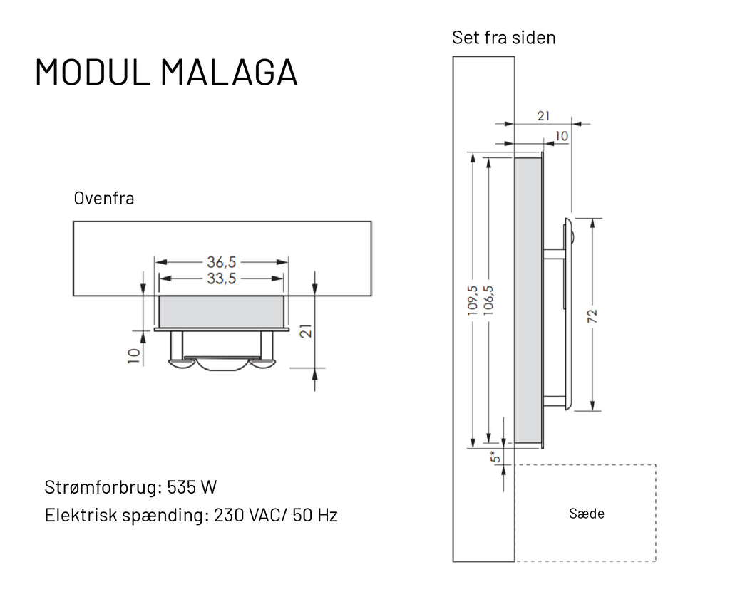 Malaga infrarøde paneler - kompakte og kan nemt monteres på væggen 