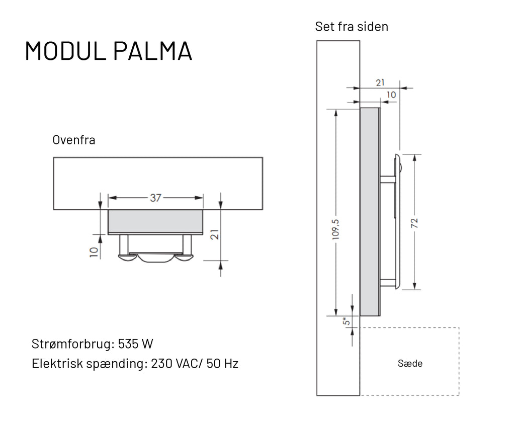 Palma infrarøde paneler - kompakte og kan nemt monteres på væggen i dit bad